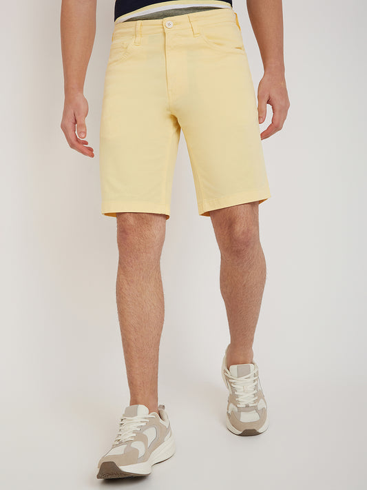 Parx Men Yellow Solid Regular Fit Shorts