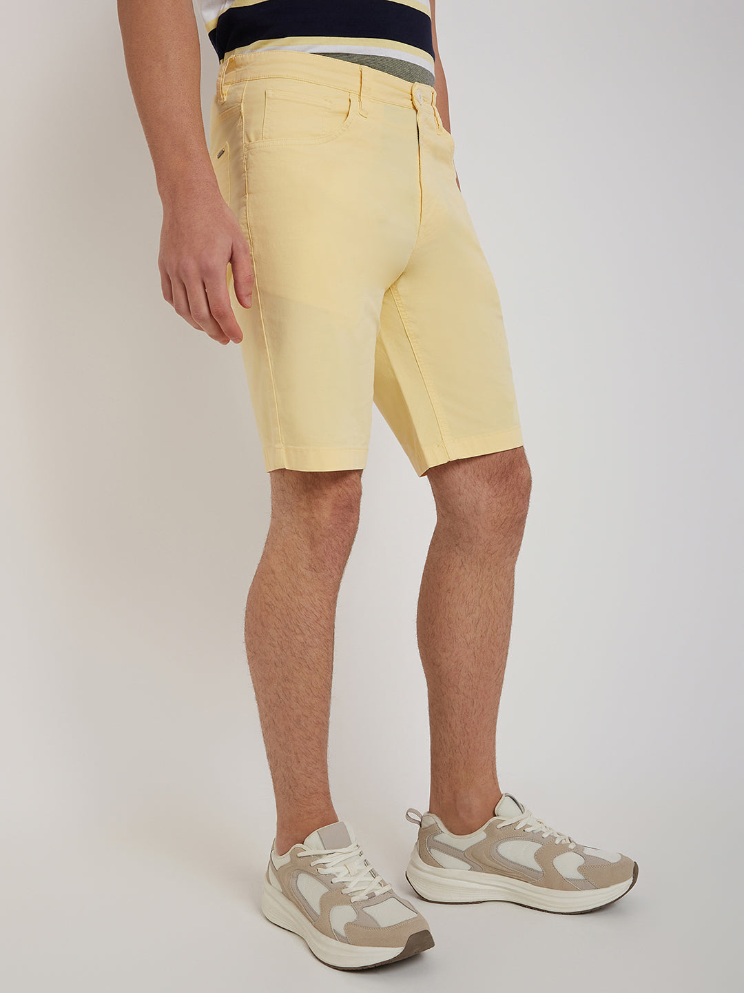 Parx Men Yellow Solid Regular Fit Shorts