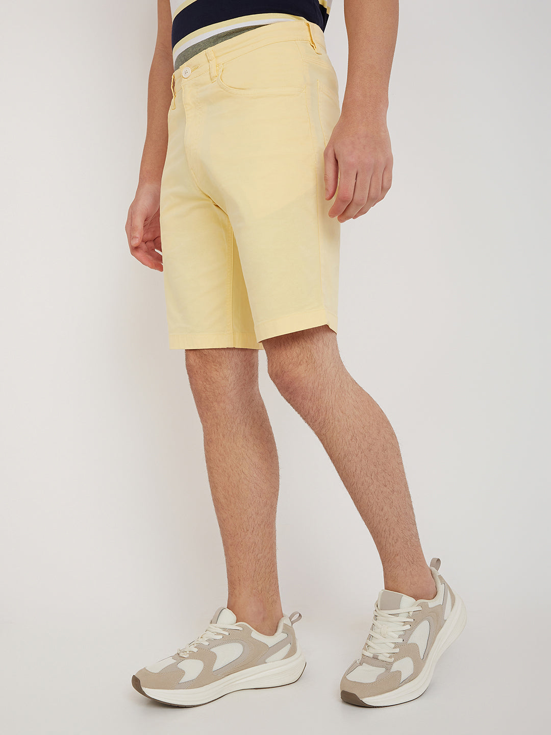 Parx Men Yellow Solid Regular Fit Shorts