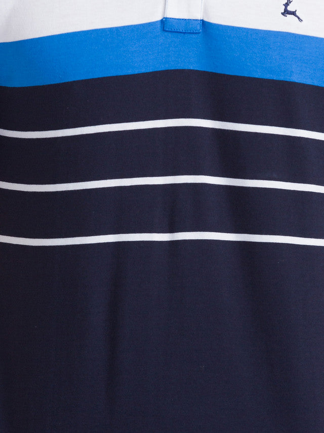 Parx Blue Stripe Regular Fit Cotton T-Shirt