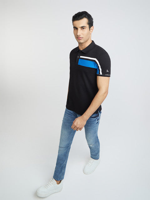 Men Regular Fit Black T-Shirts