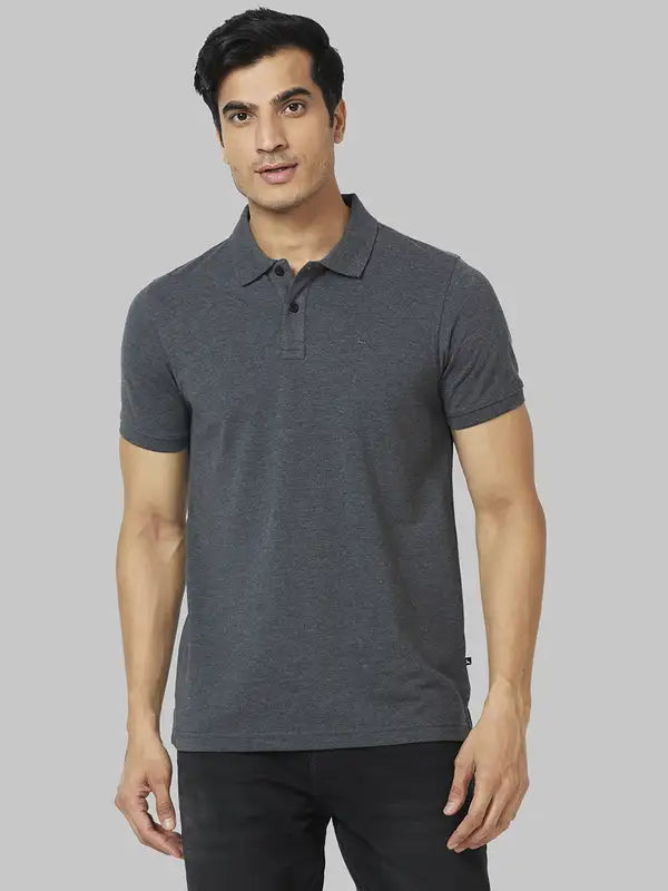 Men Regular Fit Blue Polo