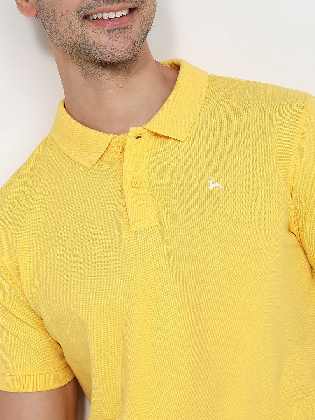 Parx Men Yellow Regular Fit Solid Polo Neck Collar T-shirt