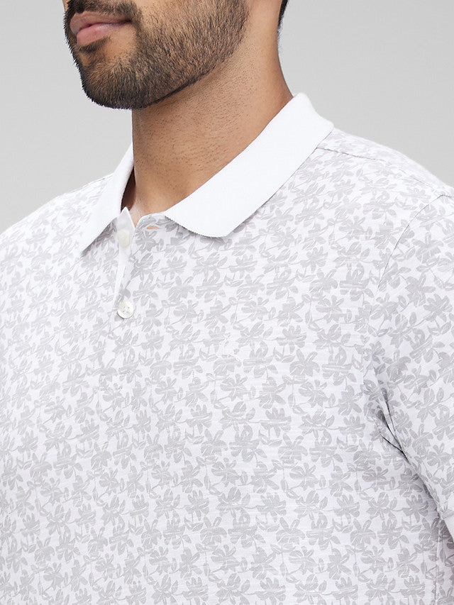 Parx White Printed Regular Fit Cotton T-Shirt