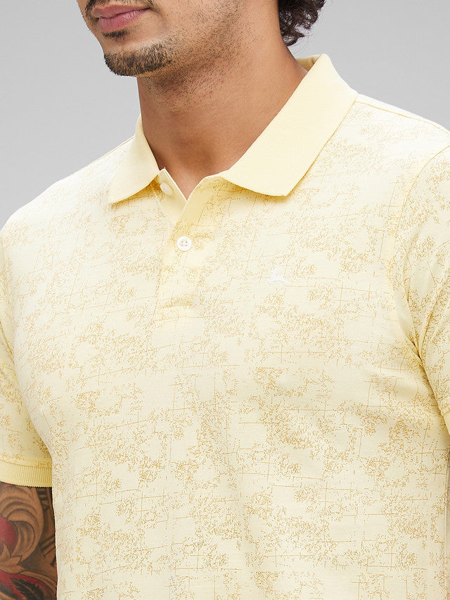 Parx Yellow Printed Regular Fit Cotton T-Shirt