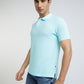 Parx Men Blue Solid Regular Fit Half Sleeve Polo Neck T-Shirt