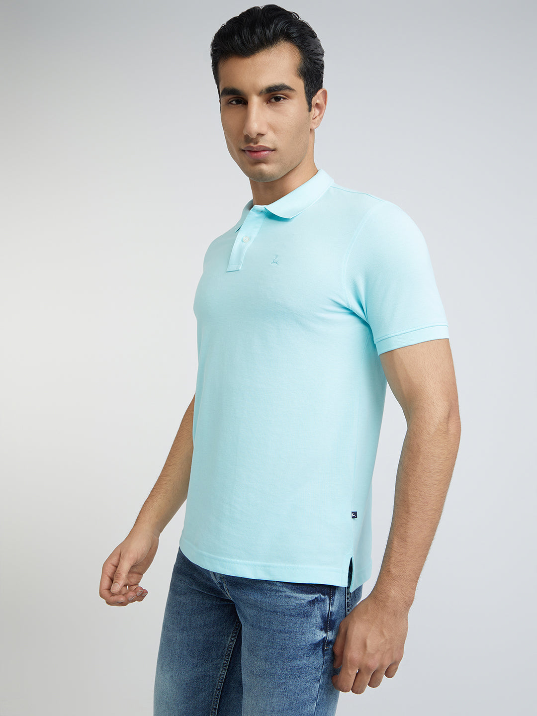 Parx Men Blue Solid Regular Fit Half Sleeve Polo Neck T-Shirt