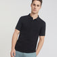 Parx Men Black Regular Fit Solid Polo Neck Collar T-Shirt