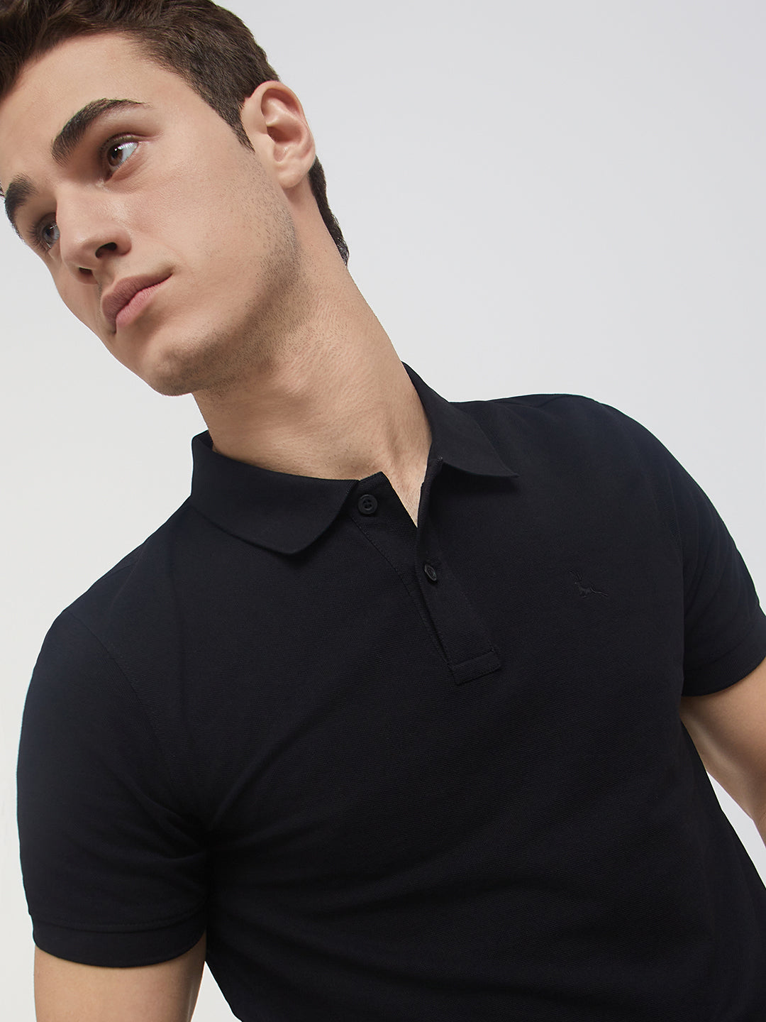 Parx Men Black Regular Fit Solid Polo Neck Collar T-Shirt