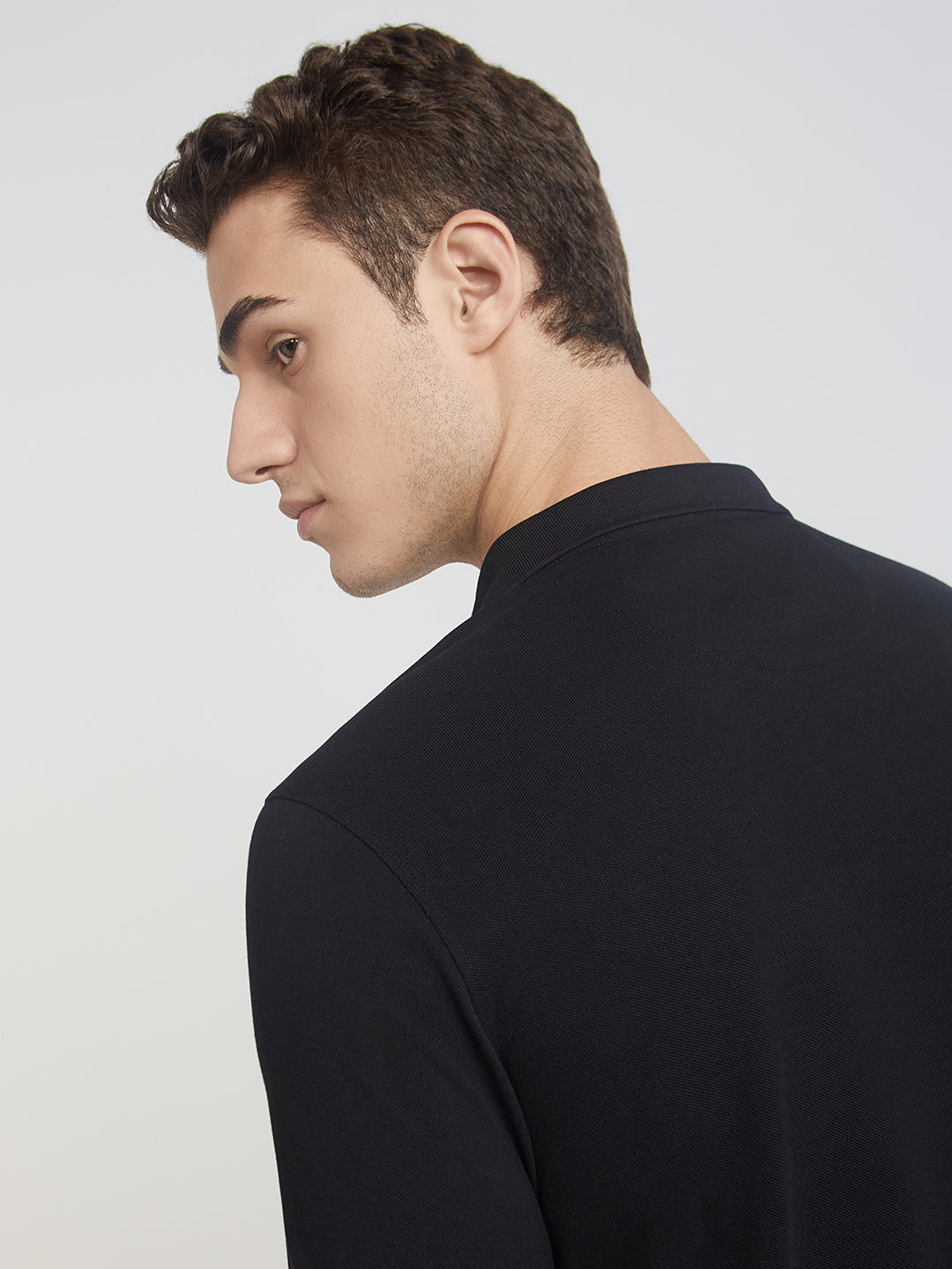 Parx Men Black Regular Fit Solid Polo Neck Collar T-Shirt