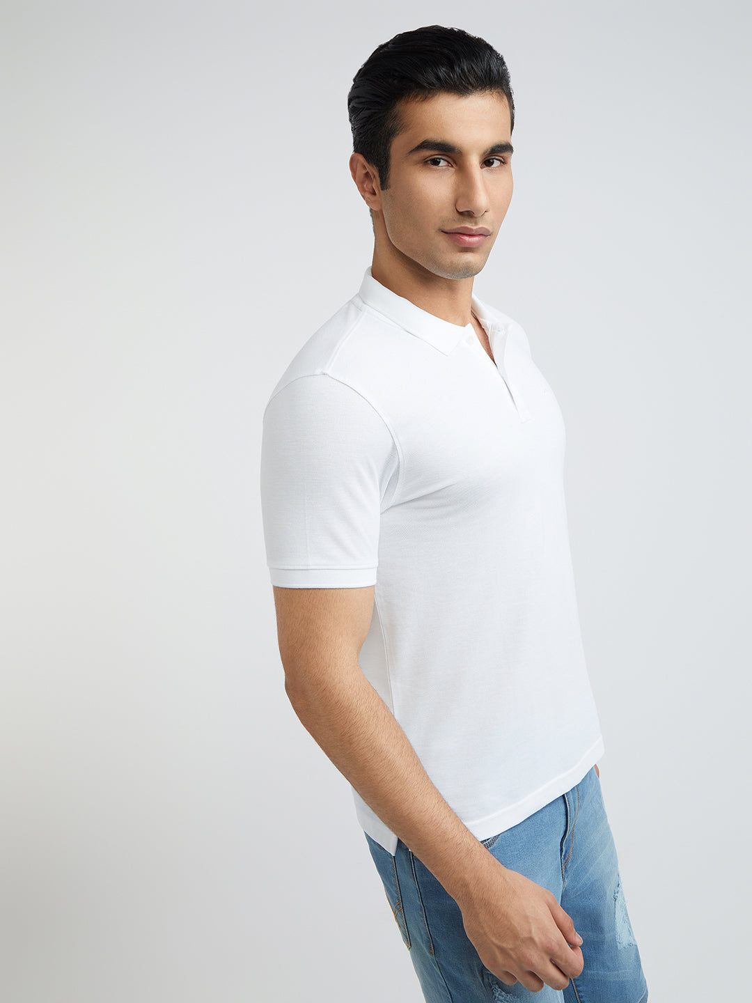 Parx Men White Regular Fit Solid Polo Neck Collar T-Shirt