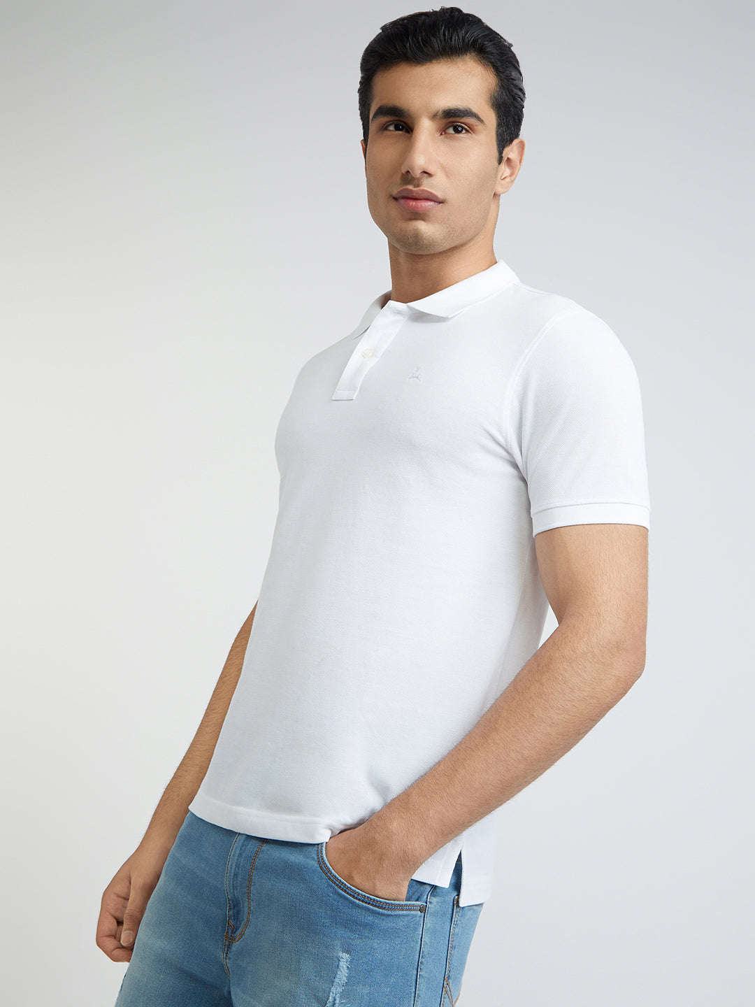 Parx Men White Regular Fit Solid Polo Neck Collar T-Shirt