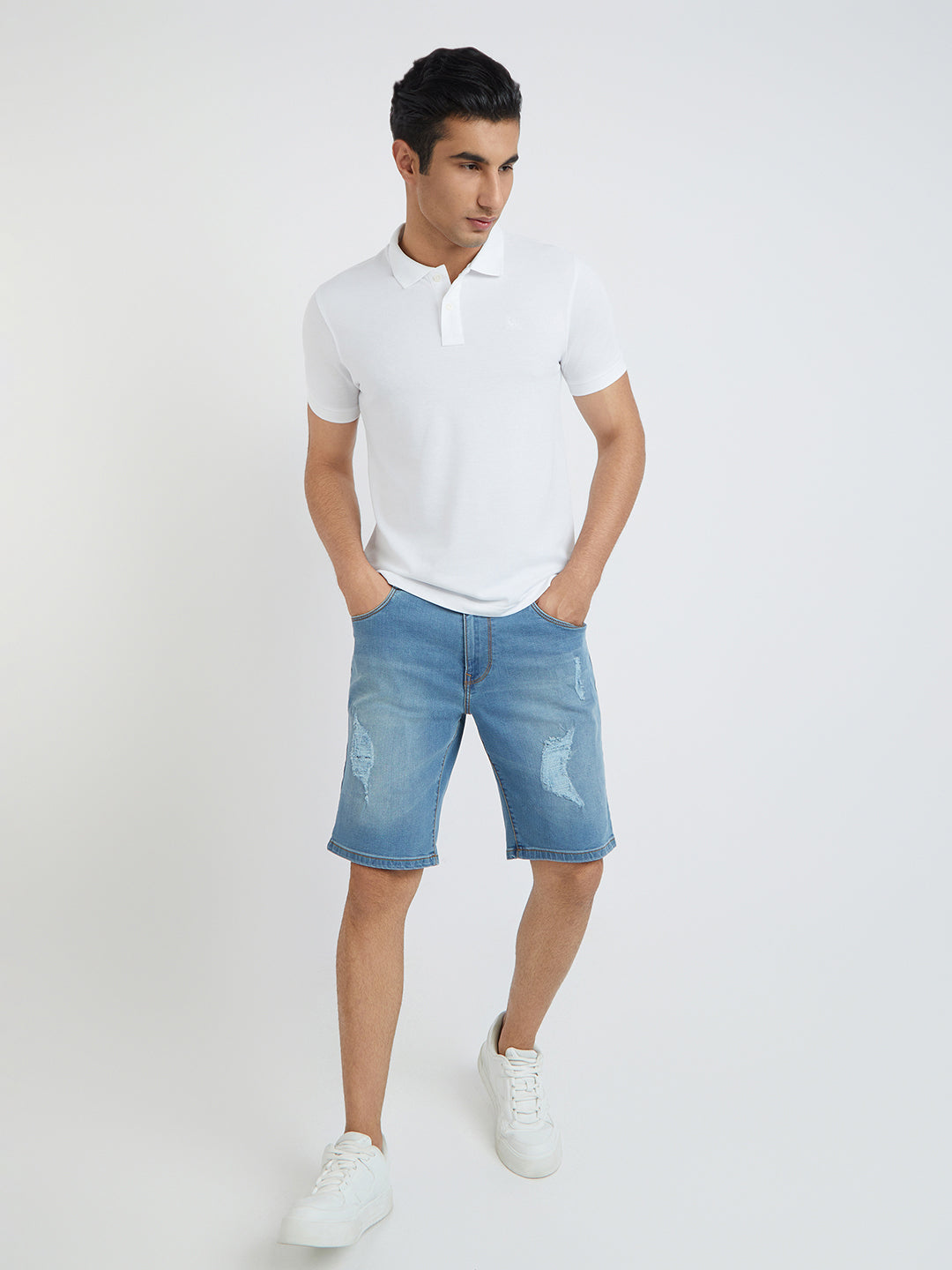 Parx Men White Regular Fit Solid Polo Neck Collar T-Shirt