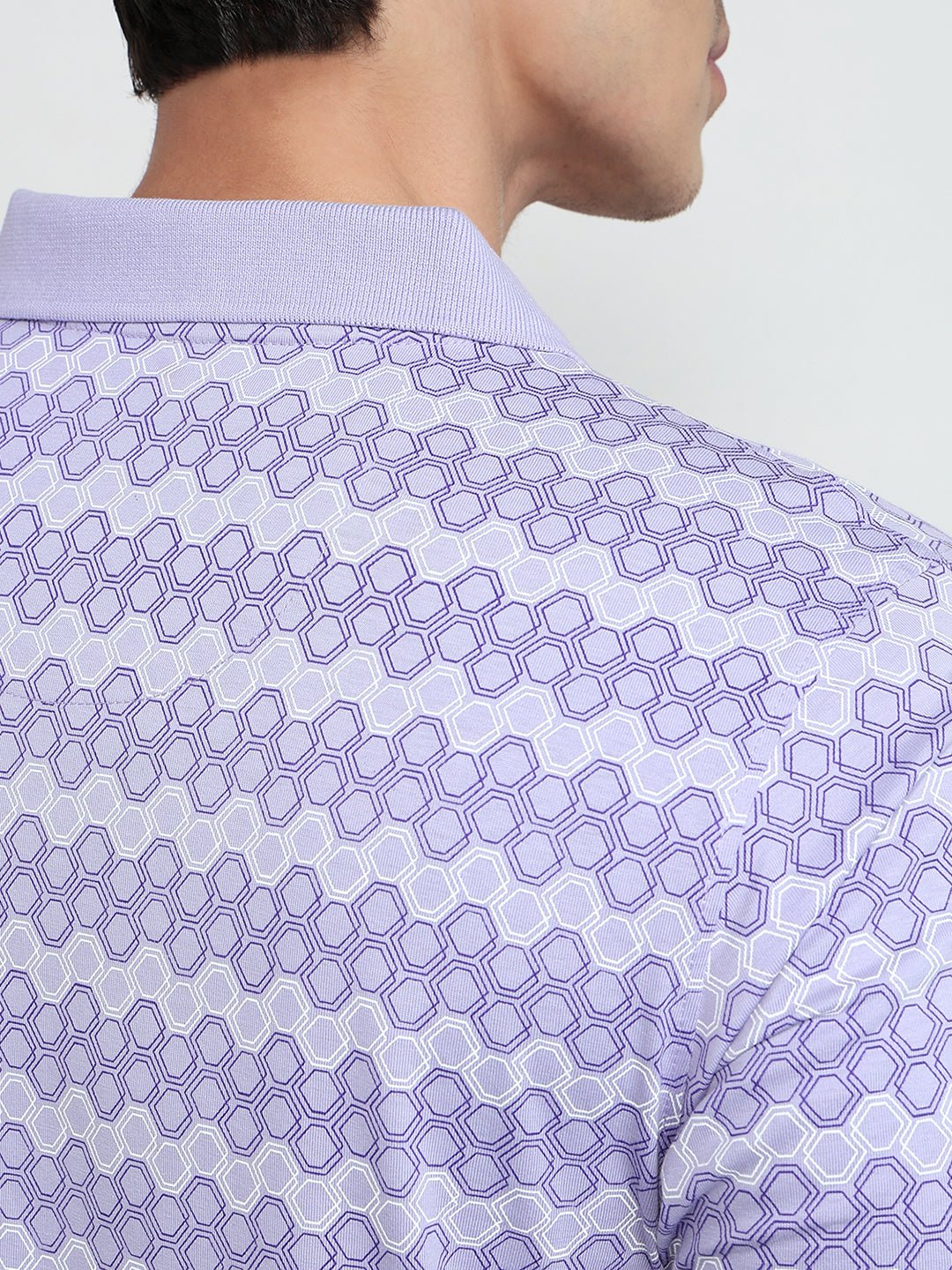 Parx Men Purple Regular Fit Print Polo Neck Collar T-shirt