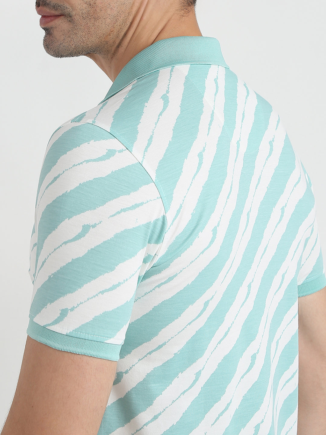 Parx Men Green Regular Fit Printed Polo Neck Collar T-Shirt