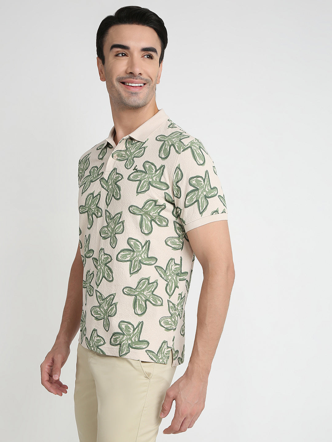Parx Men Brown Regular Fit Printed Polo Neck Collar T-Shirt