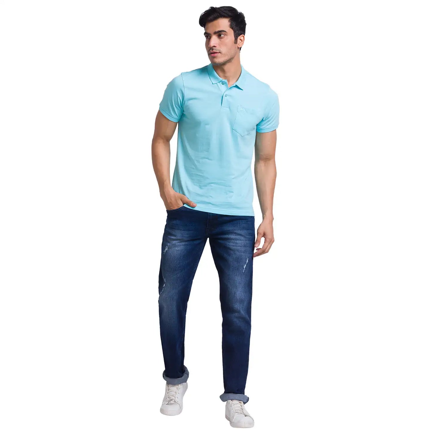 Men Slim Fit Medium Green T-Shirt