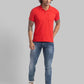 Parx Men Blue Jacquard Regular Fit Cotton T-Shirt
