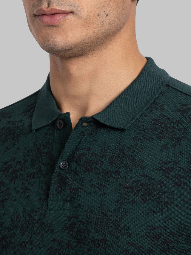 Parx Green Printed Regular Fit Cotton T-Shirt