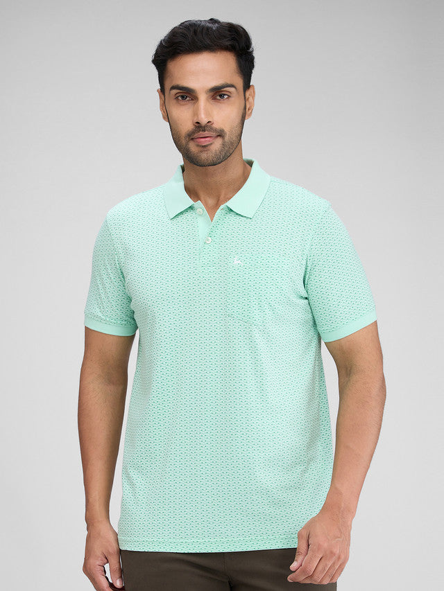 Parx Green Printed Regular Fit Cotton T-Shirt