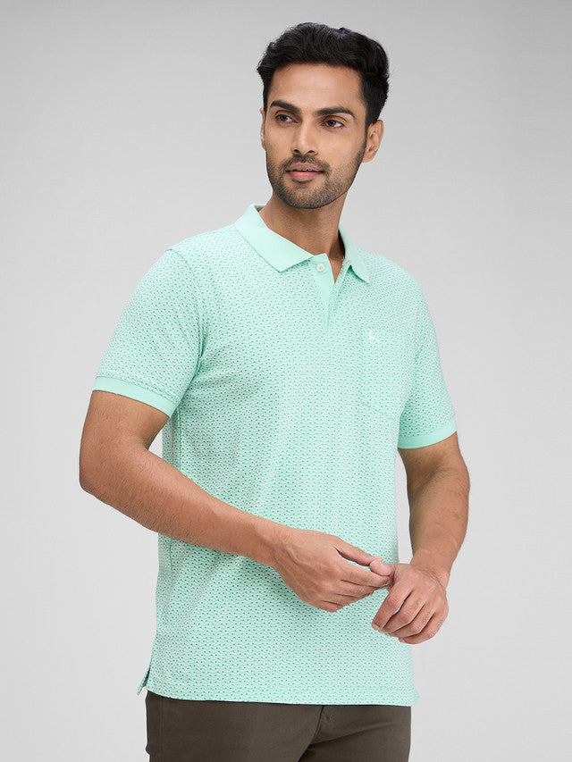 Parx Green Printed Regular Fit Cotton T-Shirt