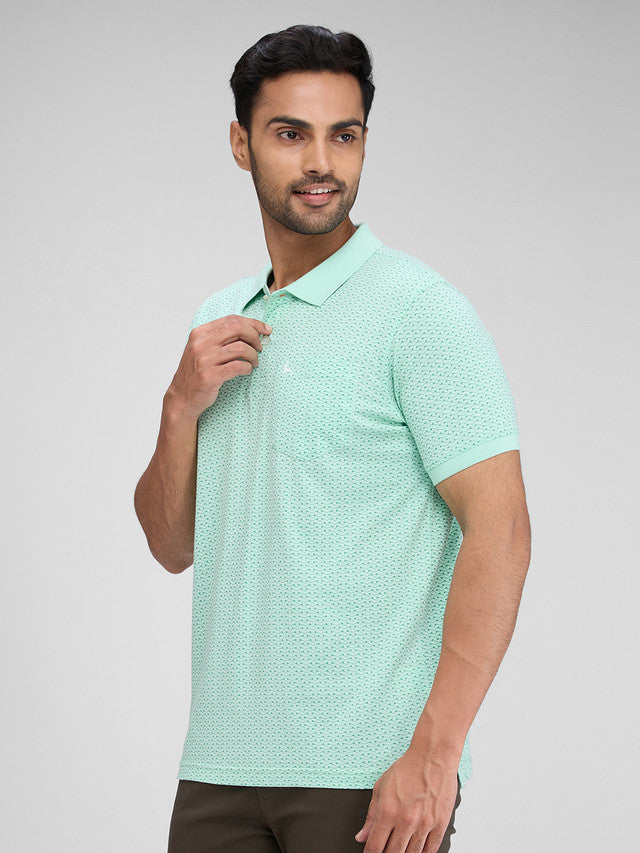 Parx Green Printed Regular Fit Cotton T-Shirt