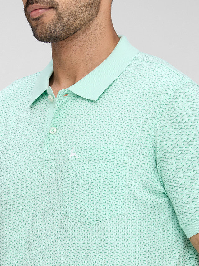 Parx Green Printed Regular Fit Cotton T-Shirt