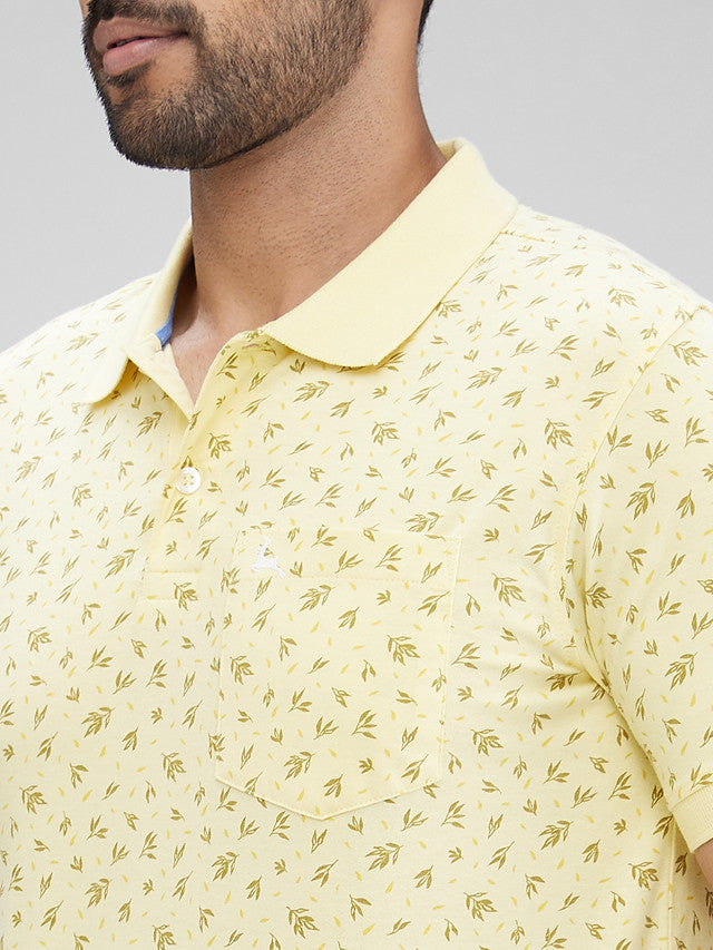 Parx Yellow Printed Regular Fit Cotton T-Shirt