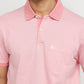 Parx Men Red Regular Fit Jacquard Polo Neck Collar T-shirt