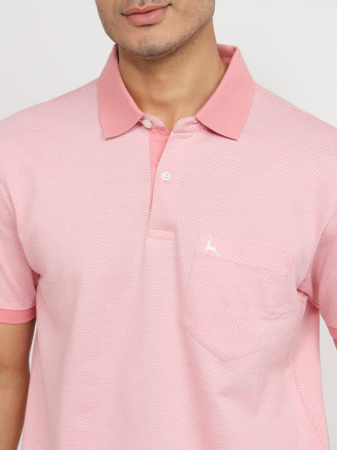 Parx Men Red Regular Fit Jacquard Polo Neck Collar T-shirt