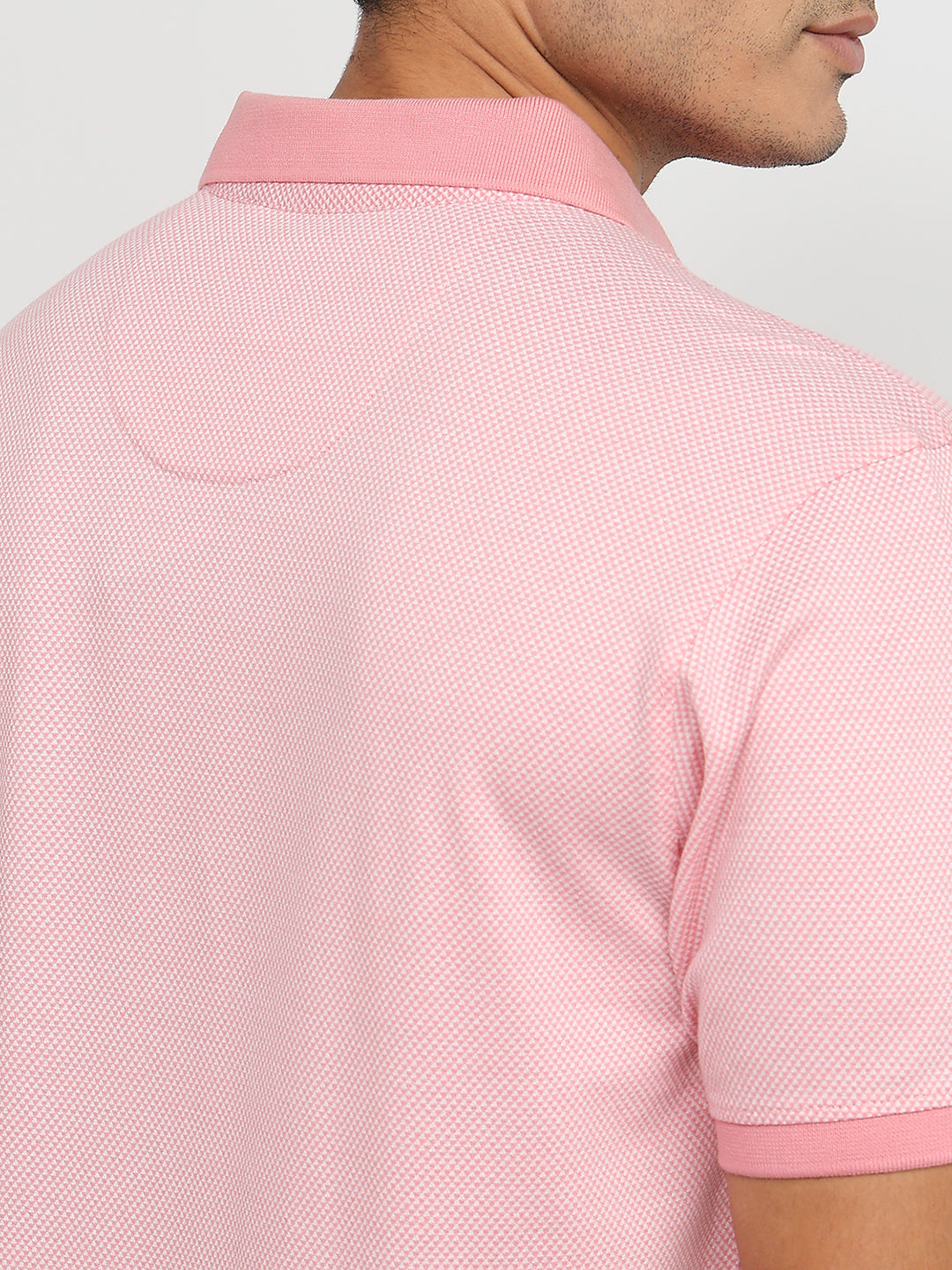 Parx Men Red Regular Fit Jacquard Polo Neck Collar T-shirt