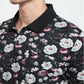 Parx Men Black Regular Fit Print Polo Neck Collar T-shirt