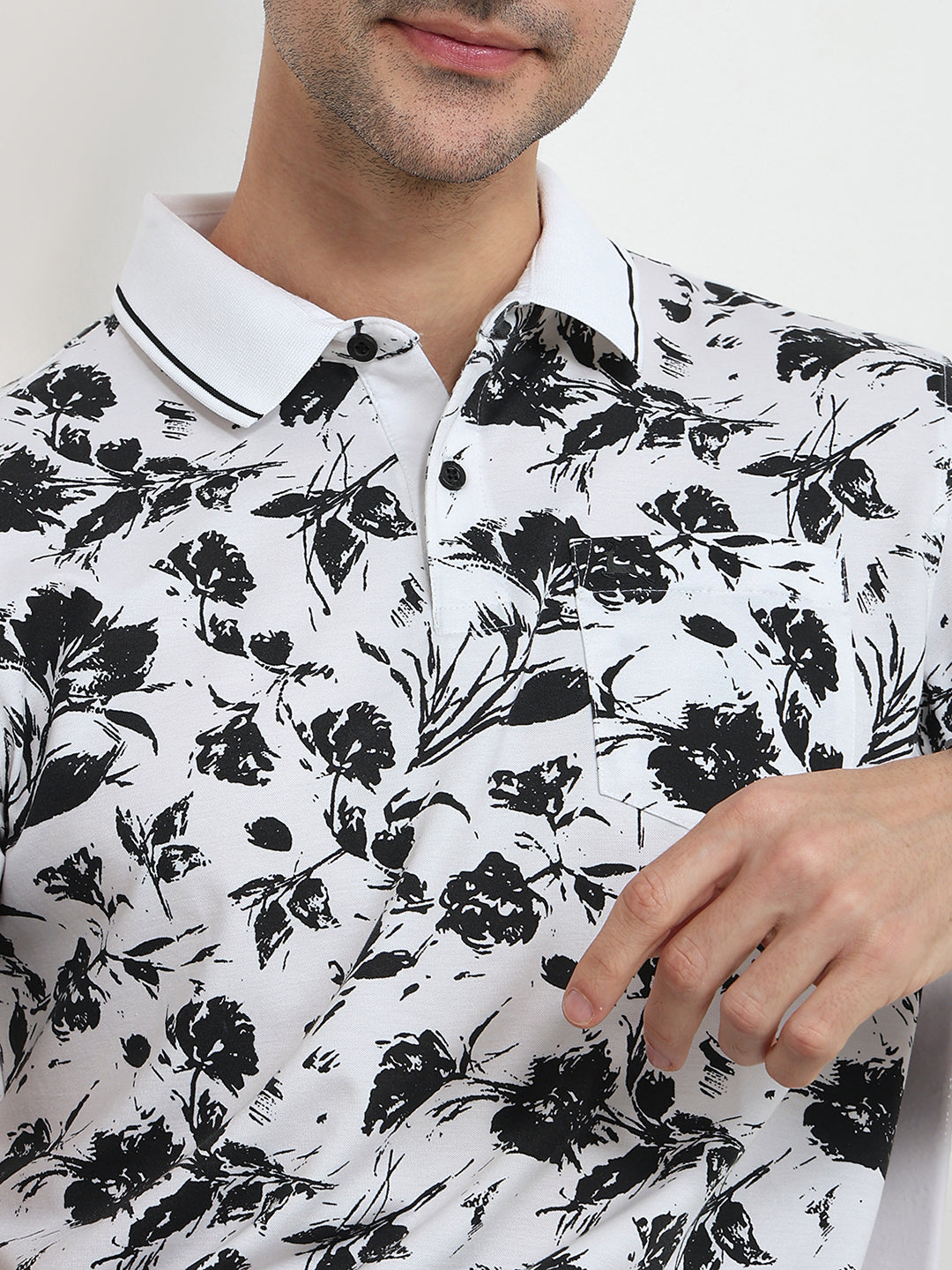 Parx Men White Regular Fit Print Polo Neck Collar T-Shirt – MyRaymond