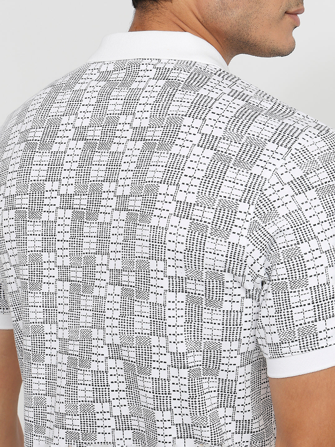 Parx Men White Regular Fit Print Polo Neck Collar T-shirt