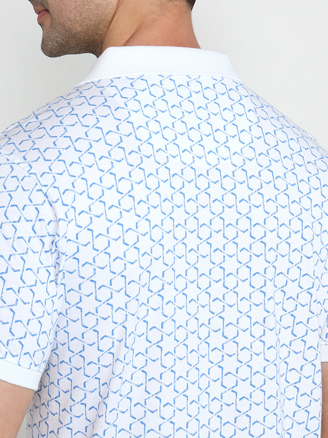 Parx Men White Regular Fit Printed Polo Neck Collar T-Shirt
