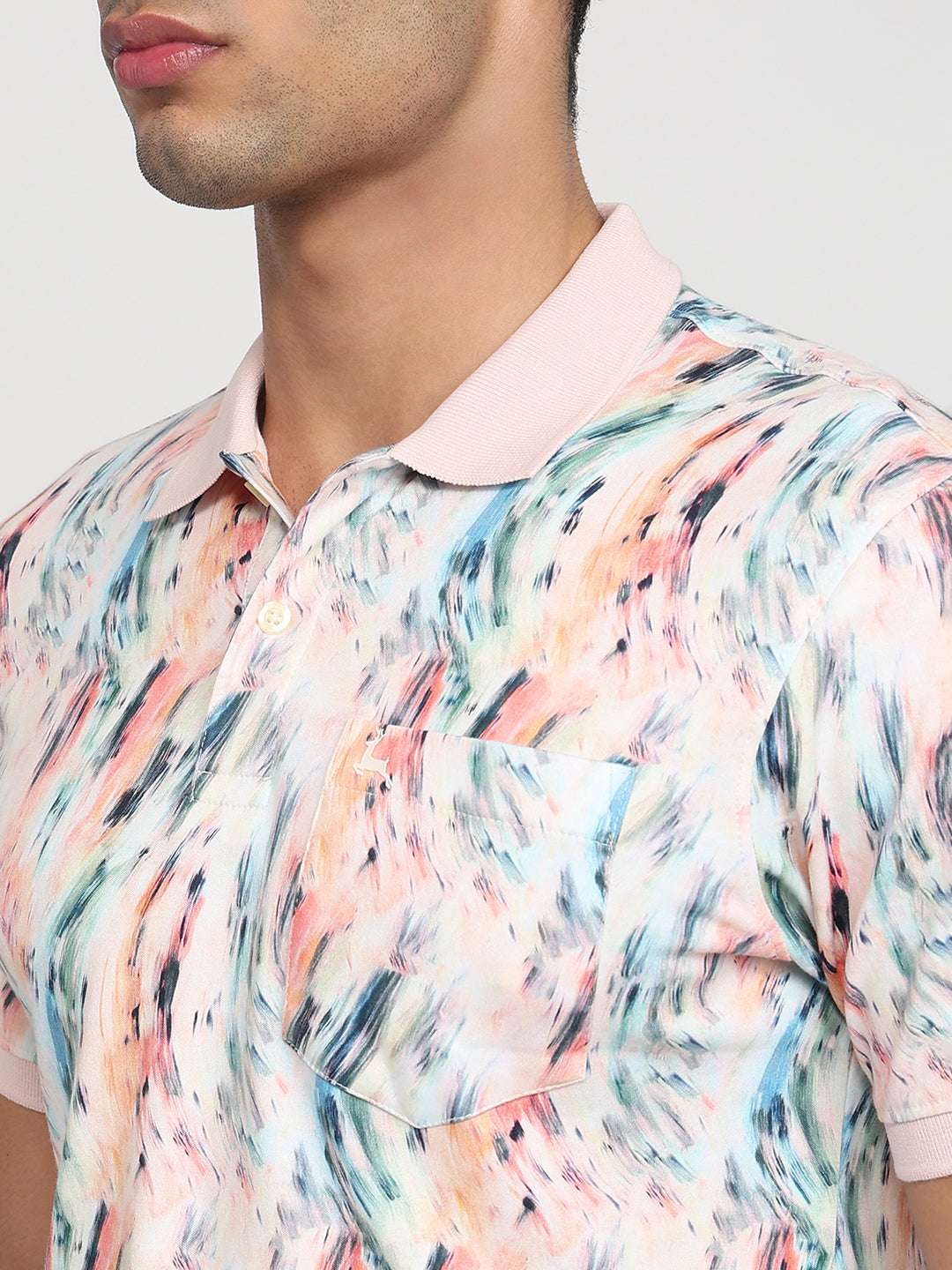 Parx Men Red Regular Fit Print Polo Neck Collar T-shirt