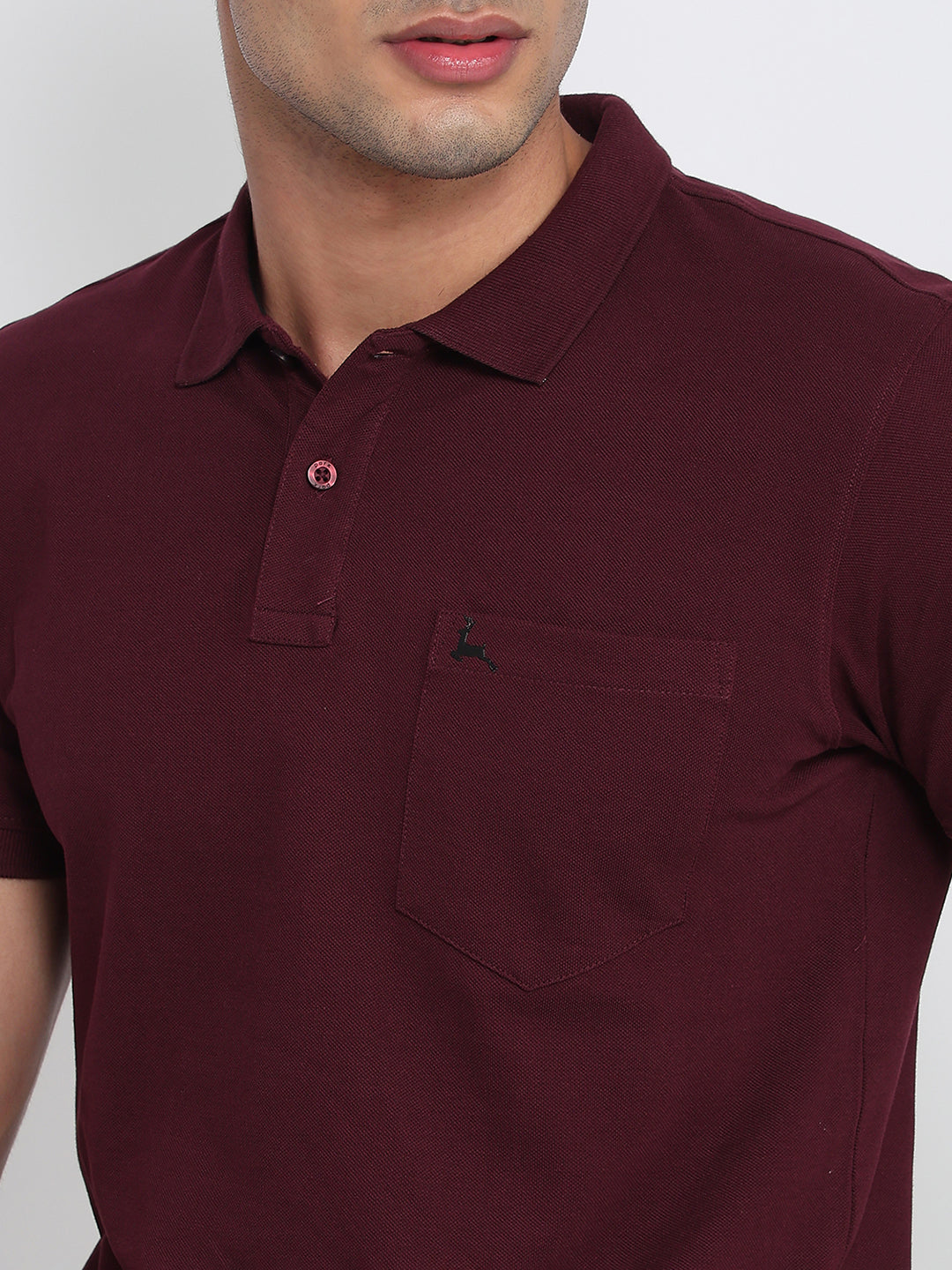Parx Men Purple Regular Fit Solid Polo Neck Collar T-shirt