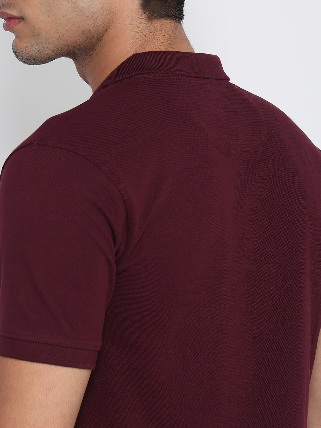 Parx Men Purple Regular Fit Solid Polo Neck Collar T-shirt
