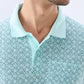 Parx Men Green Regular Fit Print Polo Neck Collar T-shirt