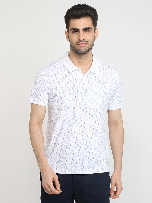 Parx Men White Printed Regular Fit Cotton Blend T-Shirt