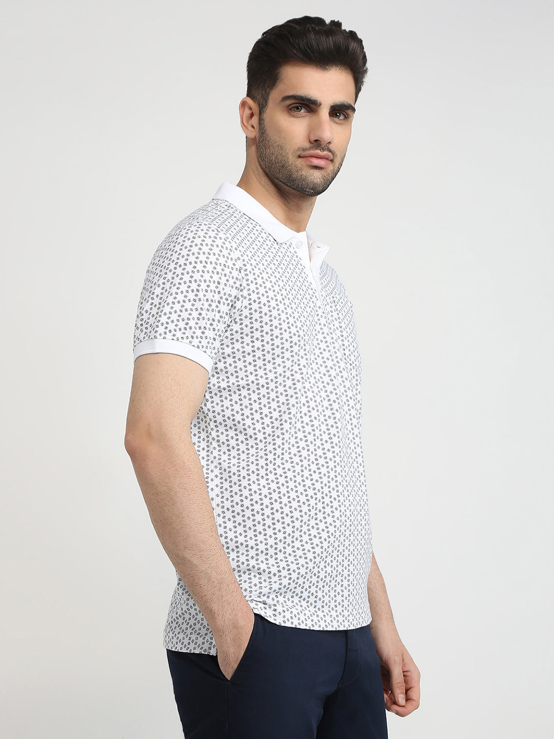 Parx Men White Regular Fit Printed Polo Neck Collar T-Shirt – MyRaymond