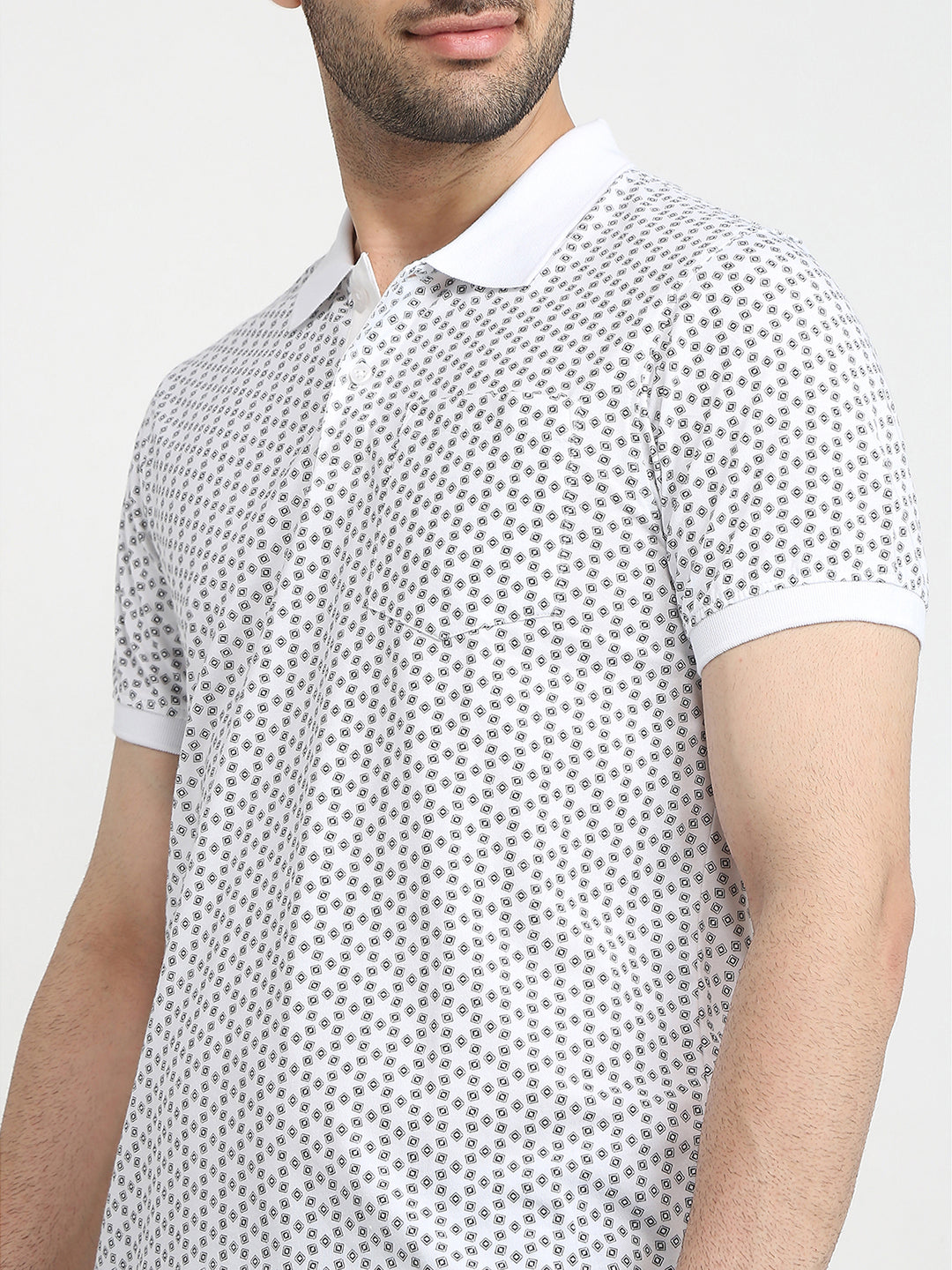 Parx Men White Regular Fit Printed Polo Neck Collar T-Shirt – MyRaymond