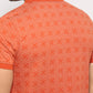 Parx Men Orange Regular Fit Print Polo Neck Collar T-shirt