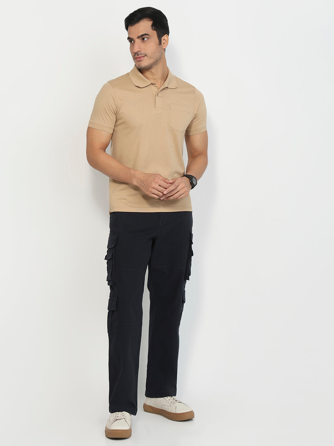 Parx Men Fawn Regular Fit Solid Polo Neck Collar T-shirt