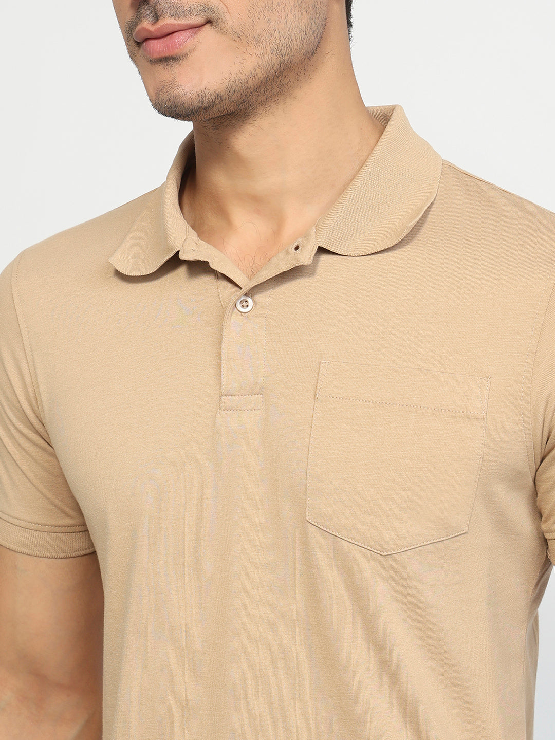 Parx Men Fawn Regular Fit Solid Polo Neck Collar T-shirt