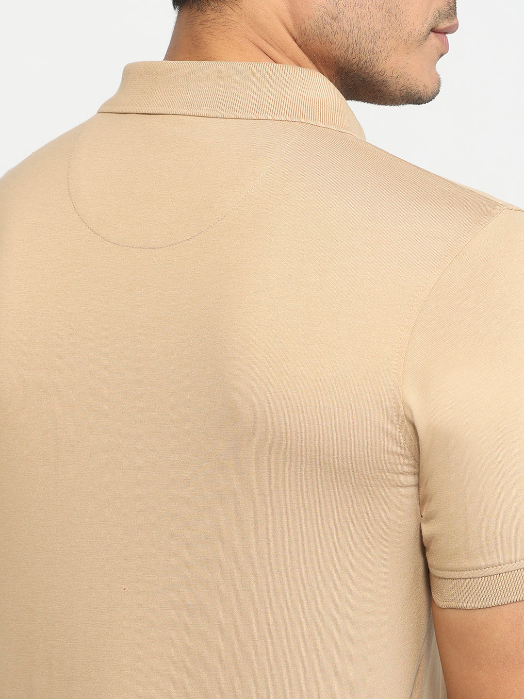 Parx Men Fawn Regular Fit Solid Polo Neck Collar T-shirt
