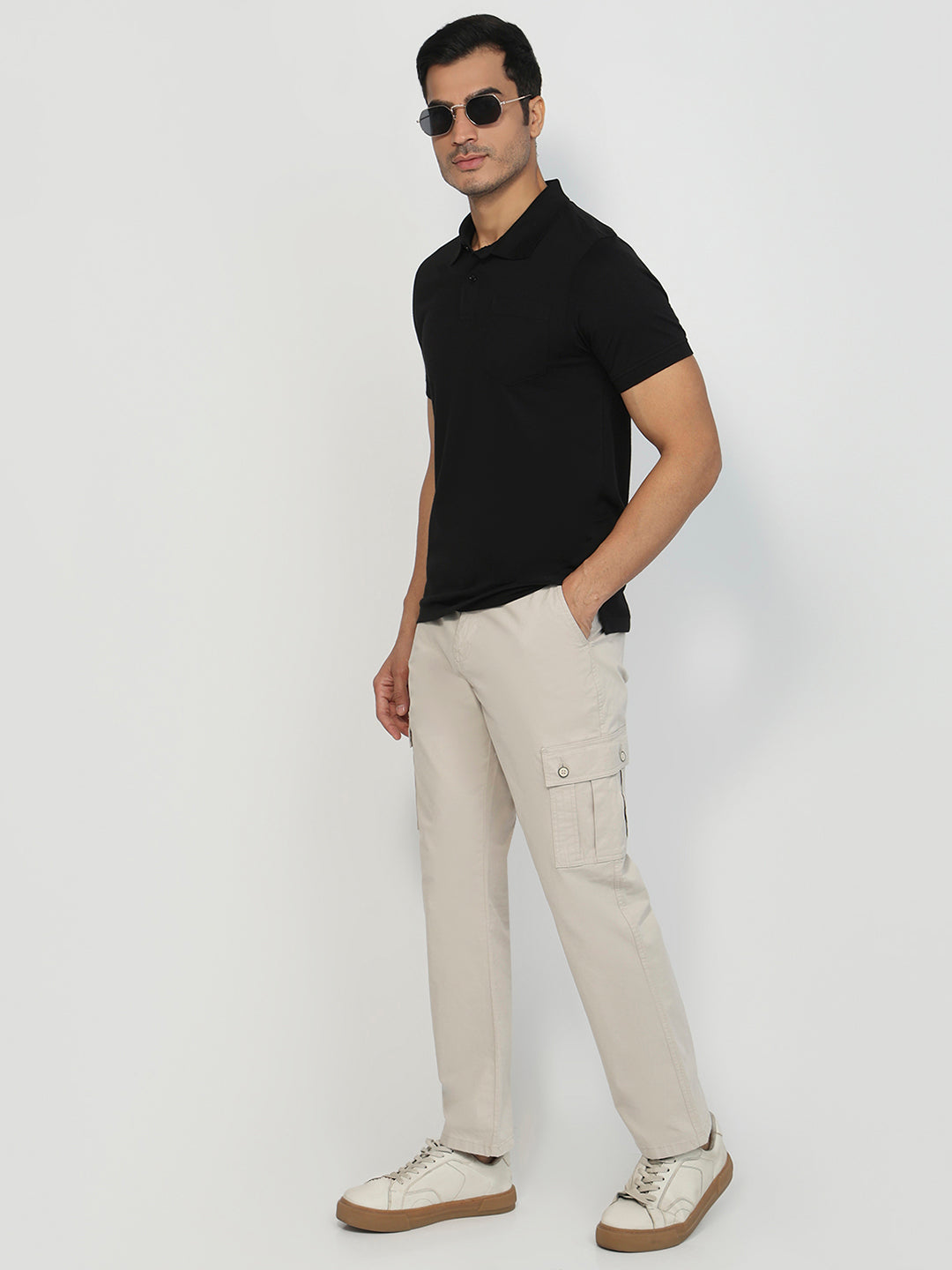 Parx Men Black Regular Fit Solid Polo Neck Collar T-shirt