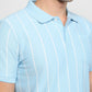 Parx Men Blue Regular Fit Yarn Dyed Polo Neck Collar T-shirt