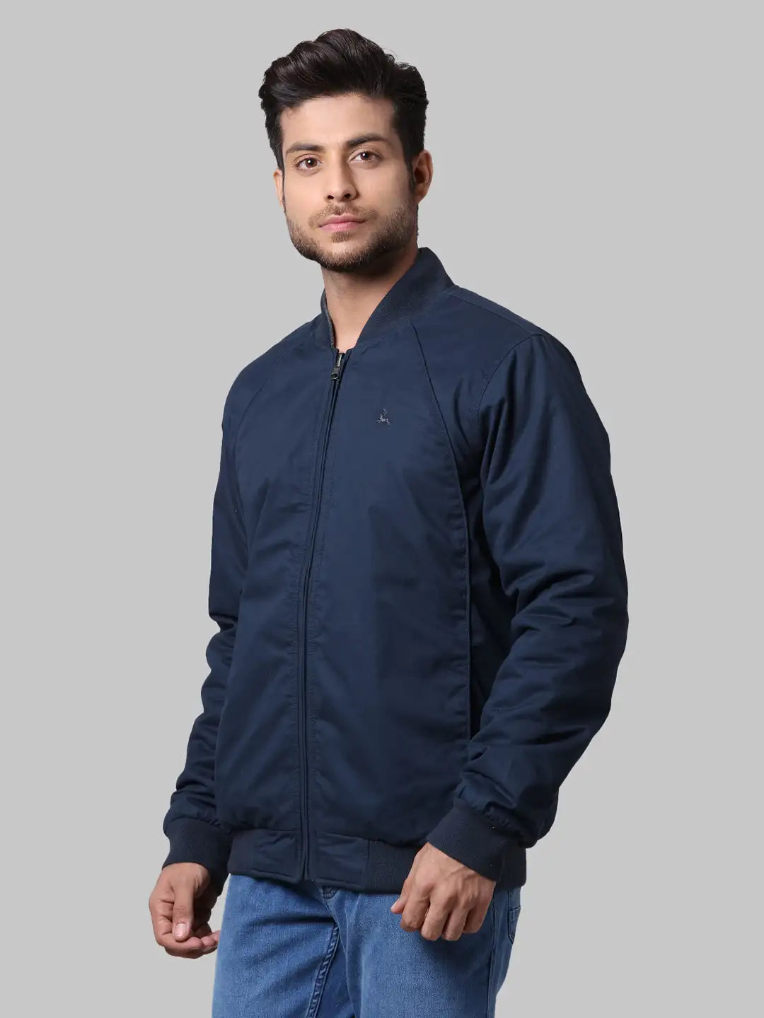 Men Regular Fit  Grey Jacket