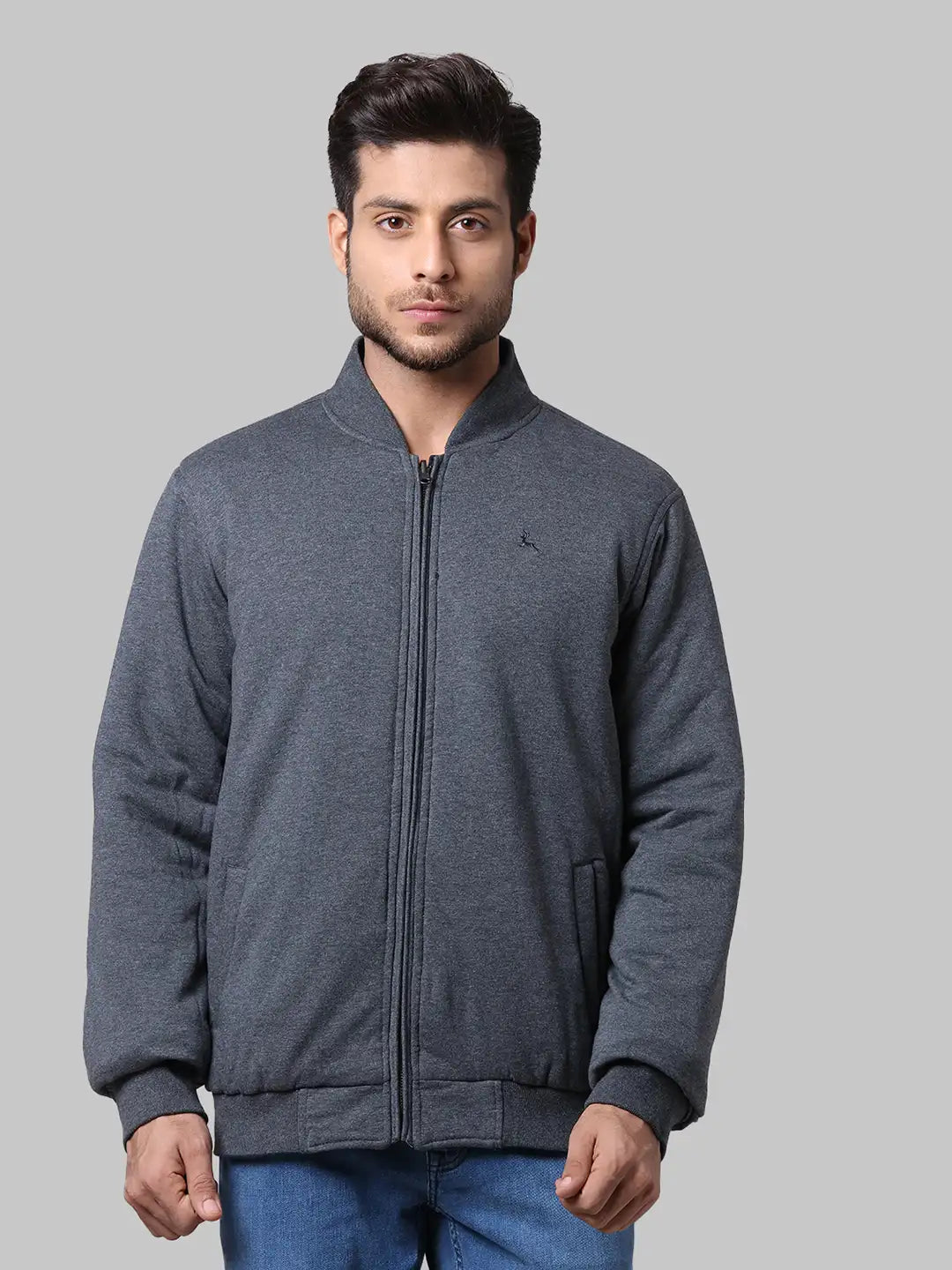 Men Regular Fit  Grey Jacket